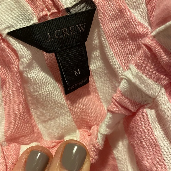 JCrew Pink & White Stripe tie shoulder tank - Picture 3 of 5